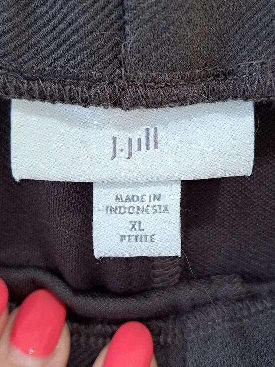 J. Jill Womens Petite XL Pull-On Bootcut Pants Petite Brown Stretch Knit Seam - Picture 3 of 10